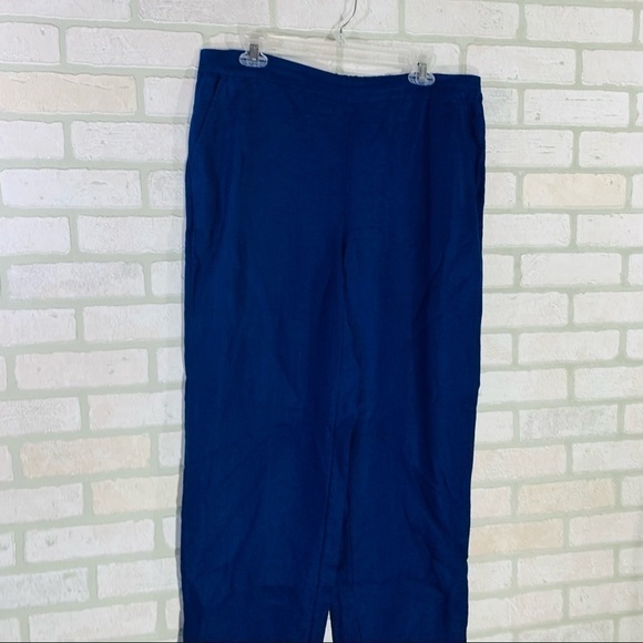 Chico’s NWT Linen Elastic Straight Leg Pull on Pants in Eclipse Blue Size 2T - Picture 5 of 11